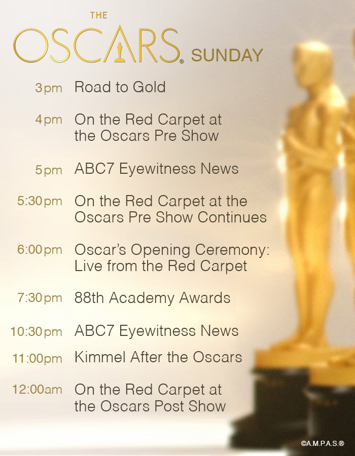Oscars Sunday lineup on ABC 7 Chicago ABC7 Chicago